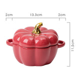 Maxbell Kawaii Cup Pumpkin Cup Cereal Bowls Set with Lid for Pasta Yogurt Salad red