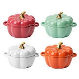Maxbell Kawaii Cup Pumpkin Cup Cereal Bowls Set with Lid for Pasta Yogurt Salad red