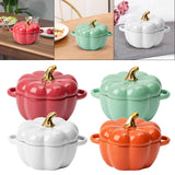 Maxbell Kawaii Cup Pumpkin Cup Cereal Bowls Set with Lid for Pasta Yogurt Salad red