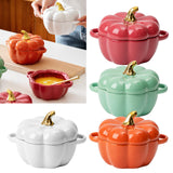 Maxbell Kawaii Cup Pumpkin Cup Cereal Bowls Set with Lid for Pasta Yogurt Salad red