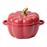 Maxbell Kawaii Cup Pumpkin Cup Cereal Bowls Set with Lid for Pasta Yogurt Salad red