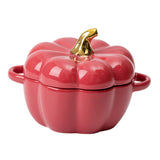 Maxbell Kawaii Cup Pumpkin Cup Cereal Bowls Set with Lid for Pasta Yogurt Salad red
