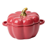 Maxbell Kawaii Cup Pumpkin Cup Cereal Bowls Set with Lid for Pasta Yogurt Salad red