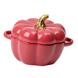 Maxbell Kawaii Cup Pumpkin Cup Cereal Bowls Set with Lid for Pasta Yogurt Salad red