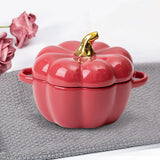Maxbell Kawaii Cup Pumpkin Cup Cereal Bowls Set with Lid for Pasta Yogurt Salad red