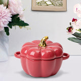 Maxbell Kawaii Cup Pumpkin Cup Cereal Bowls Set with Lid for Pasta Yogurt Salad red