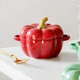 Maxbell Kawaii Cup Pumpkin Cup Cereal Bowls Set with Lid for Pasta Yogurt Salad red