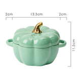 Maxbell Kawaii Cup Pumpkin Cup Cereal Bowls Set with Lid for Pasta Yogurt Salad green