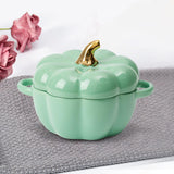Maxbell Kawaii Cup Pumpkin Cup Cereal Bowls Set with Lid for Pasta Yogurt Salad green