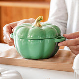 Maxbell Kawaii Cup Pumpkin Cup Cereal Bowls Set with Lid for Pasta Yogurt Salad green