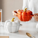 Maxbell Kawaii Cup Pumpkin Cup Cereal Bowls Set with Lid for Pasta Yogurt Salad white