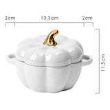 Maxbell Kawaii Cup Pumpkin Cup Cereal Bowls Set with Lid for Pasta Yogurt Salad white
