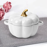 Maxbell Kawaii Cup Pumpkin Cup Cereal Bowls Set with Lid for Pasta Yogurt Salad white