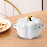 Maxbell Kawaii Cup Pumpkin Cup Cereal Bowls Set with Lid for Pasta Yogurt Salad white