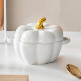 Maxbell Kawaii Cup Pumpkin Cup Cereal Bowls Set with Lid for Pasta Yogurt Salad white