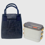 Maxbell Multifunctional Lunch Box Tote Bag Reusable Tearproof Portable for Gifts Navy Blue