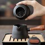 Maxbell 7x Chinese Style Black Pottery Tea Pot Four Cups Teaware for Home Travel