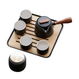 Maxbell 7x Chinese Style Black Pottery Tea Pot Four Cups Teaware for Home Travel