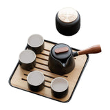 Maxbell 7x Chinese Style Black Pottery Tea Pot Four Cups Teaware for Home Travel