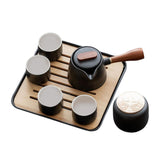 Maxbell 7x Chinese Style Black Pottery Tea Pot Four Cups Teaware for Home Travel