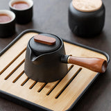 Maxbell 7x Chinese Style Black Pottery Tea Pot Four Cups Teaware for Home Travel