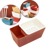 Maxbell Organizing Box Drainer Basket Decoration for Fruit Dinner Table Hotel Red