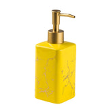 Maxbell Soap Dispenser Hand Pump Refillable Marble Pattern Organizer for Kitchen Yellow