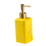 Maxbell Soap Dispenser Hand Pump Refillable Marble Pattern Organizer for Kitchen Yellow