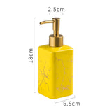 Maxbell Soap Dispenser Hand Pump Refillable Marble Pattern Organizer for Kitchen Yellow