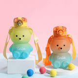 Maxbell Water Bottle Lockable Lid Drink Bottles Large Wide Mouth for Hiking Fitness Yellow Blue