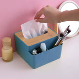 Maxbell Tissue Cover Napkin Dispenser with Storage Compartment for Kitchen Home Blue
