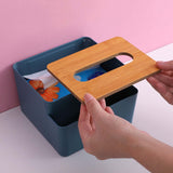 Maxbell Tissue Cover Napkin Dispenser with Storage Compartment for Kitchen Home Blue