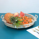 Maxbell Modern Serving Tray Fruit Plate Table Mirrored for Home Wedding Dresser Silver
