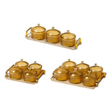 Maxbell Nordic Caddy Serving Platter Bowls with Lid Snack Plate for Caddy Home Party 3 Grids