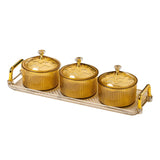 Maxbell Nordic Caddy Serving Platter Bowls with Lid Snack Plate for Caddy Home Party 3 Grids
