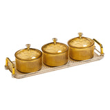 Maxbell Nordic Caddy Serving Platter Bowls with Lid Snack Plate for Caddy Home Party 3 Grids