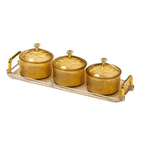 Maxbell Nordic Caddy Serving Platter Bowls with Lid Snack Plate for Caddy Home Party 3 Grids