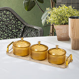 Maxbell Nordic Caddy Serving Platter Bowls with Lid Snack Plate for Caddy Home Party 3 Grids