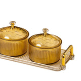 Maxbell Nordic Caddy Serving Platter Bowls with Lid Snack Plate for Caddy Home Party 3 Grids