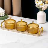 Maxbell Nordic Caddy Serving Platter Bowls with Lid Snack Plate for Caddy Home Party 3 Grids