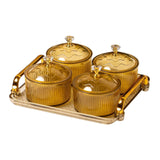 Maxbell Nordic Caddy Serving Platter Bowls with Lid Snack Plate for Caddy Home Party 4 Grids