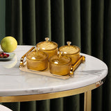 Maxbell Nordic Caddy Serving Platter Bowls with Lid Snack Plate for Caddy Home Party 4 Grids