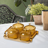 Maxbell Nordic Caddy Serving Platter Bowls with Lid Snack Plate for Caddy Home Party 4 Grids