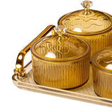 Maxbell Nordic Caddy Serving Platter Bowls with Lid Snack Plate for Caddy Home Party 4 Grids