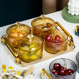 Maxbell Nordic Caddy Serving Platter Bowls with Lid Snack Plate for Caddy Home Party 4 Grids