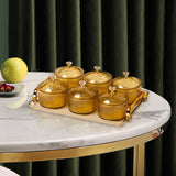 Maxbell Nordic Caddy Serving Platter Bowls with Lid Snack Plate for Caddy Home Party 6 Grids