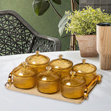 Maxbell Nordic Caddy Serving Platter Bowls with Lid Snack Plate for Caddy Home Party 6 Grids