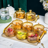 Maxbell Nordic Caddy Serving Platter Bowls with Lid Snack Plate for Caddy Home Party 6 Grids