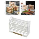 Maxbell 3 Tier Egg Holder with Handle Eggs Tray Bins for Cabinet Countertop White