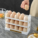Maxbell 3 Tier Egg Holder with Handle Eggs Tray Bins for Cabinet Countertop White